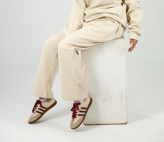 Beige Oversized Straight Leg Pants