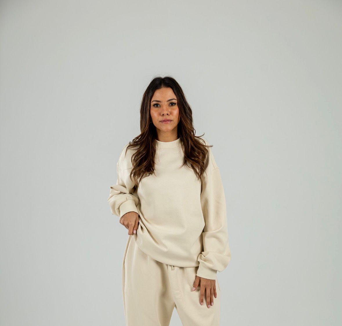 Beige Long Sleeve Crewneck