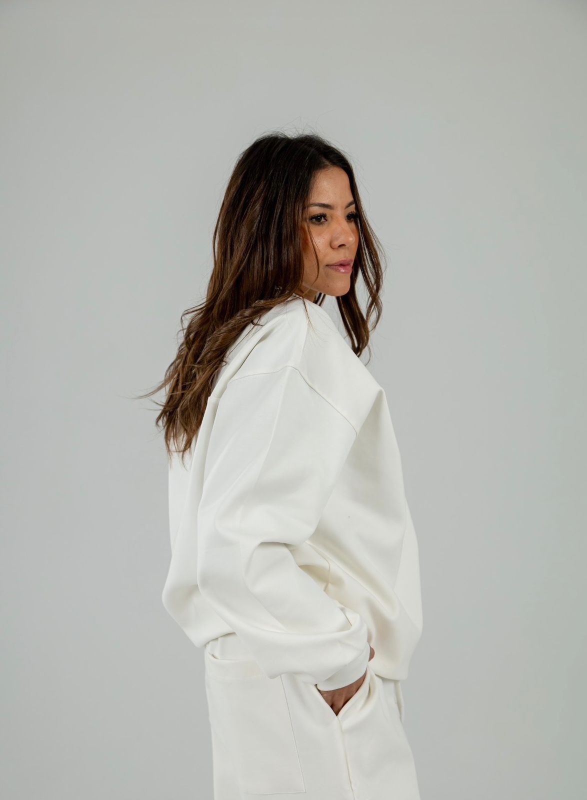 White Long Sleeve Crewneck