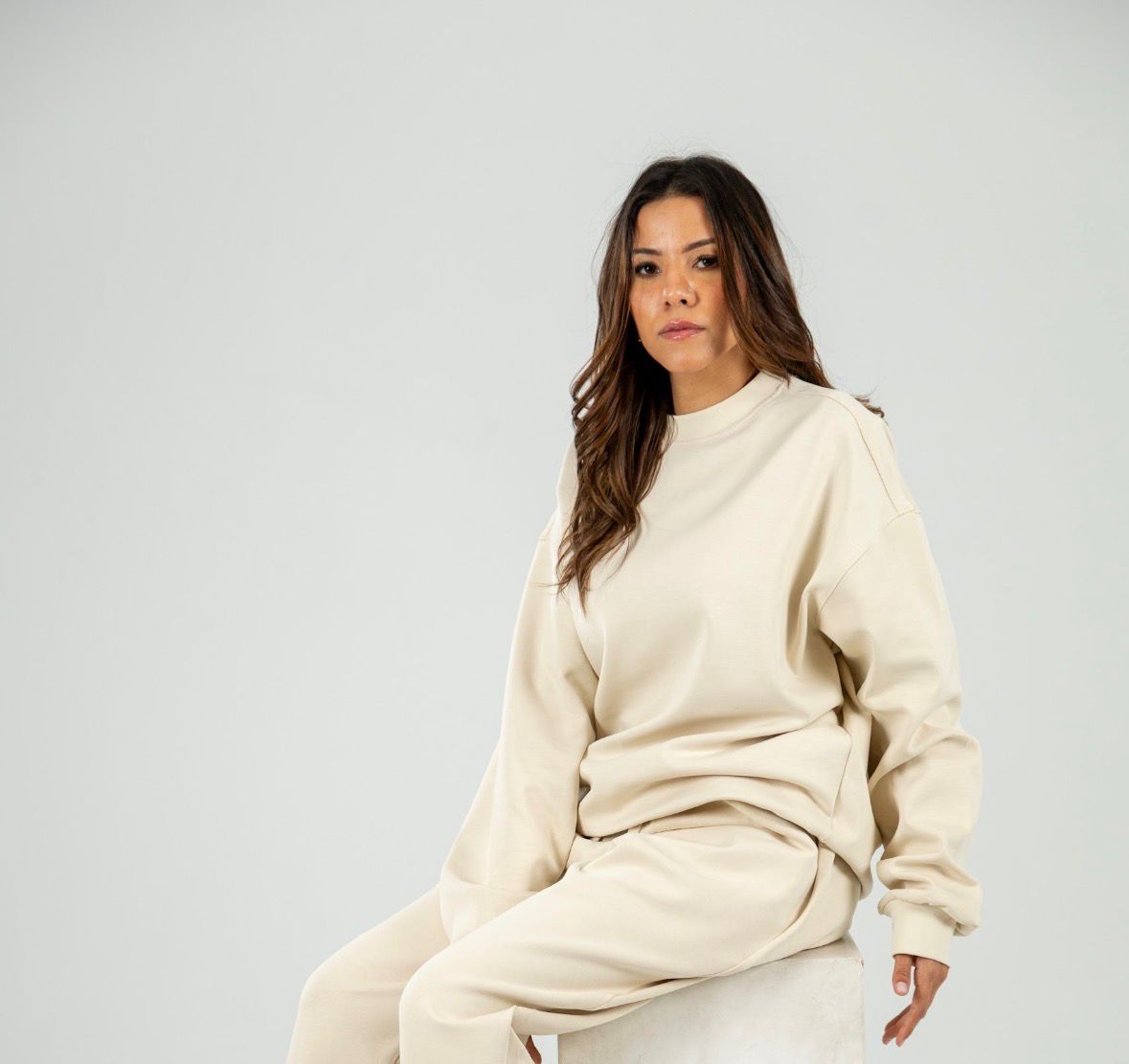 Beige Long Sleeve Crewneck