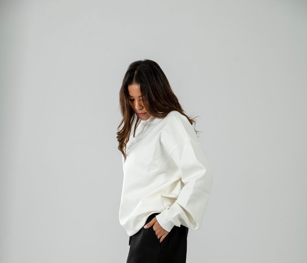 White Long Sleeve Crewneck