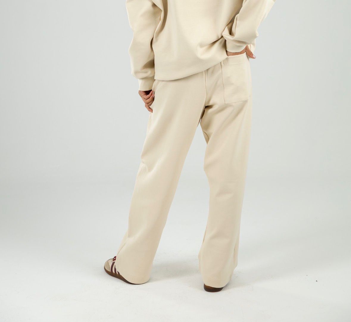 Beige Oversized Straight Leg Pants