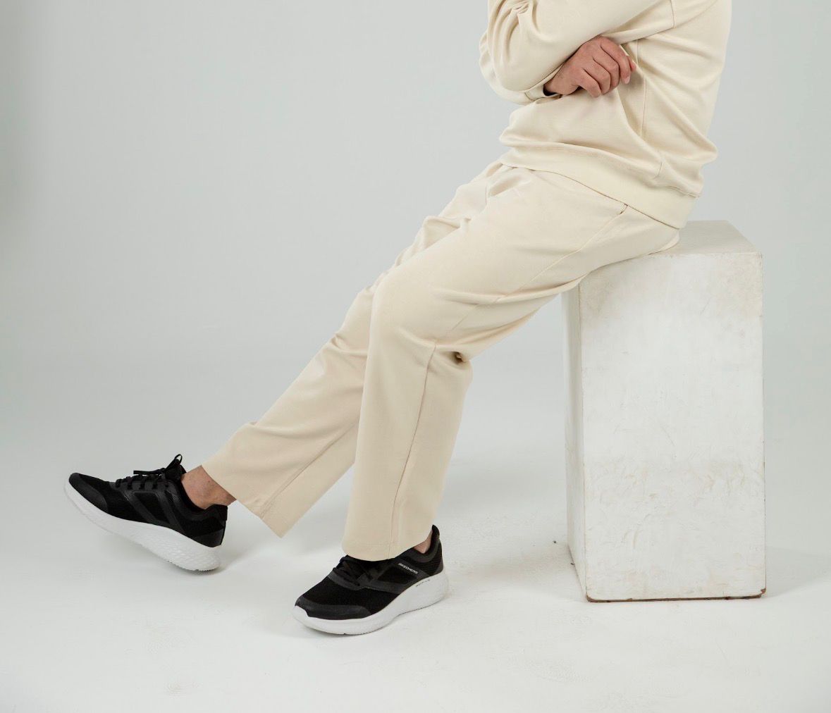 Beige Oversized Straight Leg Pants