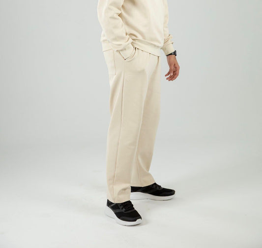 Beige Oversized Straight Leg Pants